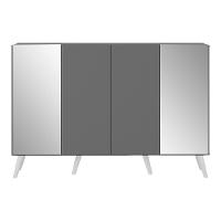 Aparador Buffet Com Espelho e Pés Grafite Branco
