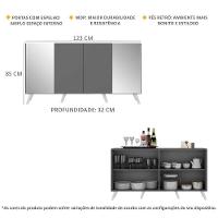 Aparador Buffet Com Espelho e Pés Grafite Branco - 9