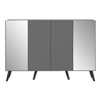 Aparador Buffet Com Espelho e Pés Grafite Preto - 2