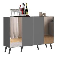 Aparador Buffet Com Espelho e Pés Grafite Preto - 6