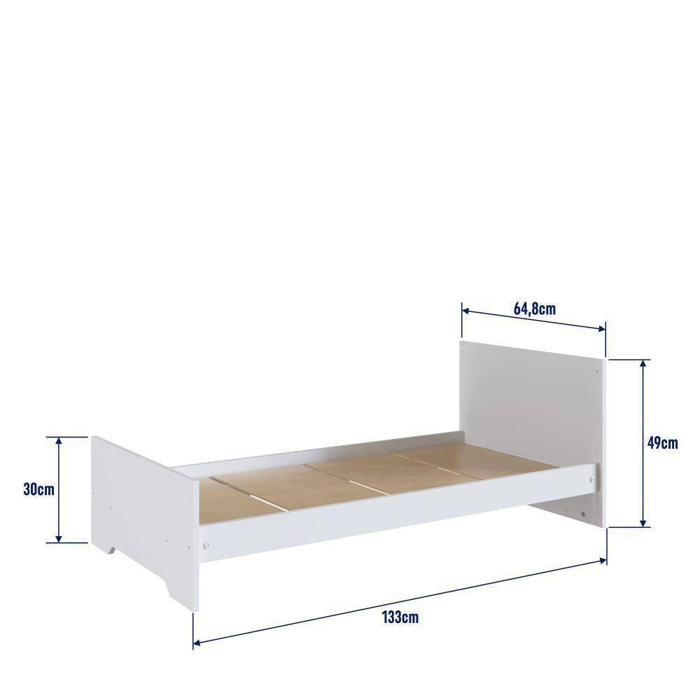 Berço Infantil Cama 3 Em 1 Multifuncional 133cm Com Regulagem De Altura E Grade Em Mdf Quarto De Bebê Branco - 3