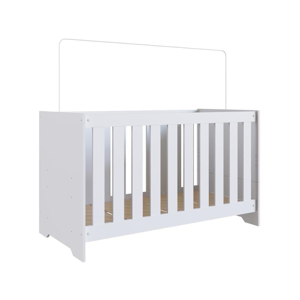 Berço Infantil Cama 3 Em 1 Multifuncional 133cm Com Regulagem De Altura E Grade Em Mdf Quarto De Bebê Branco - 7