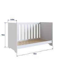 Berço Infantil Cama 3 Em 1 Multifuncional 133cm Com Regulagem De Altura E Grade Em Mdf Quarto De Bebê Branco - 2