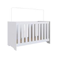 Berço Infantil Cama 3 Em 1 Multifuncional 133cm Com Regulagem De Altura E Grade Em Mdf Quarto De Bebê Branco - 7