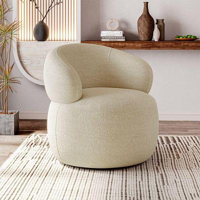 Poltrona Design Orgânico Moderno E Sofisticado Eloah Base Giratória Bouclé Italiano Bege