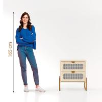 Mesa De Cabeceira Luxo Titanium Com Fino Acabamento 45cm - Off White / Dourado - 5