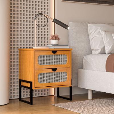 Mesa De Cabeceira Luxo Titanium Com Fino Acabamento 45cm - Nature / Preto