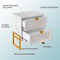 Mesa De Cabeceira Titanium Estilo Industrial Com Pés De Ferro - Branco / Dourado - 3
