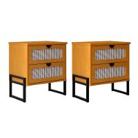 Kit 2 Mesas De Cabeceira Luxo Titanium Com Fino Acabamento 45cm - Nature / Preto - 1