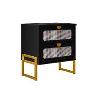 Mesa De Cabeceira Luxo Titanium Com Fino Acabamento 45cm - Preto / Dourado - 2