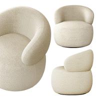 Conjunto 2 Poltronas Orgânica Atemporal Base Giratória Eloah Bouclé Italiano Bege - 6