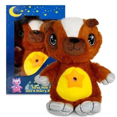 Urso Luminaria Musical Projetor Pelucia Estrelas Ceu Teto Abajur Infantil Bebe Brinquedo Marrom