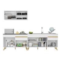 Armário De Cozinha Compacta 270cm Veneza Multimóveis V2077 Branco/dourado Branco/dourado - 3
