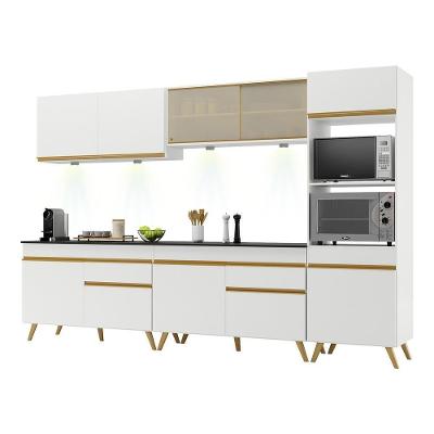 Armário de Cozinha Compacta V2014 10 Portas 2 Gavetas MDP 302cm Preto com Leds