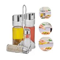 Galheteiro De Vidro Com Suporte ? Kit 4 Peças Para Azeite, Vinagre, Sal, Pimenta, E Outros Temperos - 5