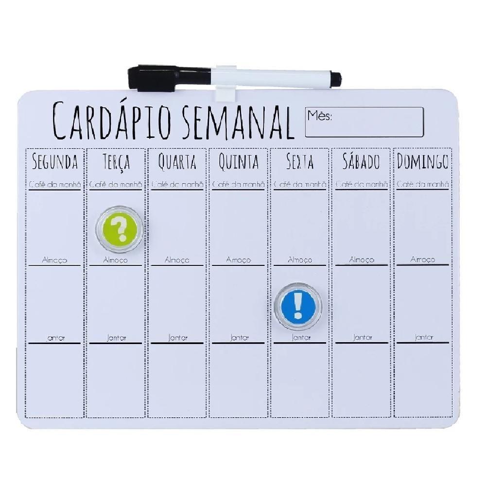 Lousa Magnética Cardápio Semanal 28×21 Cm Planner De Refeições Com Caneta E ímãs Para Geladeira - 4