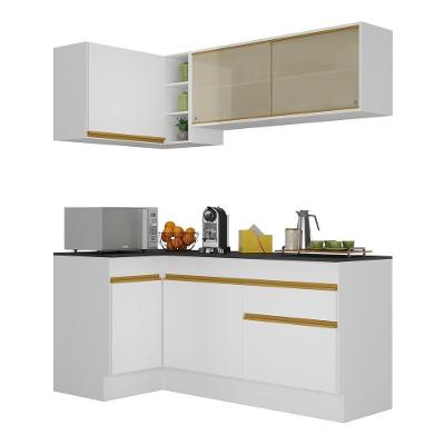 Armário de Cozinha Compacta de Canto V2091 6 Portas 1 Gaveta MDF 172cm Preto