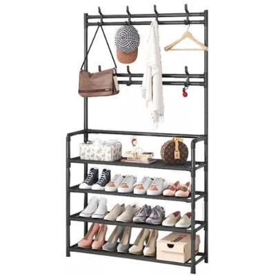 Sapateira Cabideiro Arara Multifunção Organizador Para Roupas, Sapatos E Bolsas Com 12 Pares E 4 Prateleiras