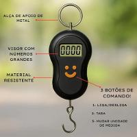 Balança Digital 50kg Mao Portátil Gancho Viagem Bolsa Mala Peixe 50 Quilos Pescaria Precisão Eletrônica Bagagem - 5