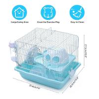 Gaiola Casa Para Hamster De Dois Andares Com Brinquedos E Bebedouro Portátil, Desmontável E Completa - Azul Claro - 5