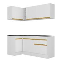Armário De Cozinha Compacta De Canto Com Rodapé Veneza Multimóveis V2092 Branco/dourado Branco/dourado - 2