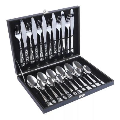 Kit Faqueiro Maleta Premium 24 Peças Talheres Em Inox Com Estojo De Madeira Luxo