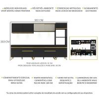 Armário De Cozinha Compacta 302cm Com Leds Veneza Up Multimóveis V2014 Preto/dourado Preto/dourado - 5