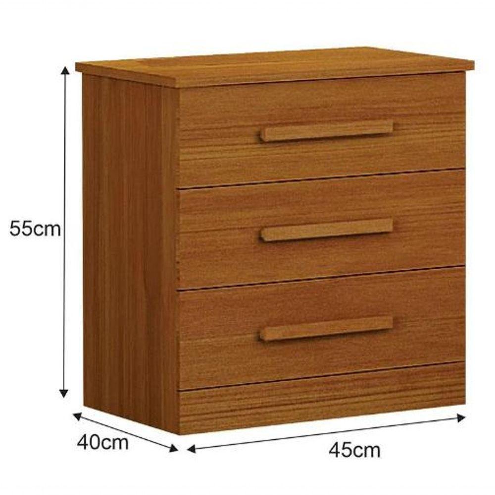 Mesa De Cabeceira Rubi 3 Gavetas Cinamomo - Leifer - 3