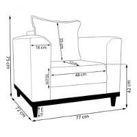 Poltrona Sala De Estar Recepção Viema Com Almofadas Decorativas Linho Grafite Sj Móveis E Decoração - 2