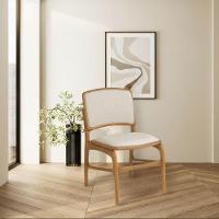 Jogo 6 Cadeiras De Jantar Florença Jequitibá Natural Encosto Em Tecido Premium Em Linho Bege - 2