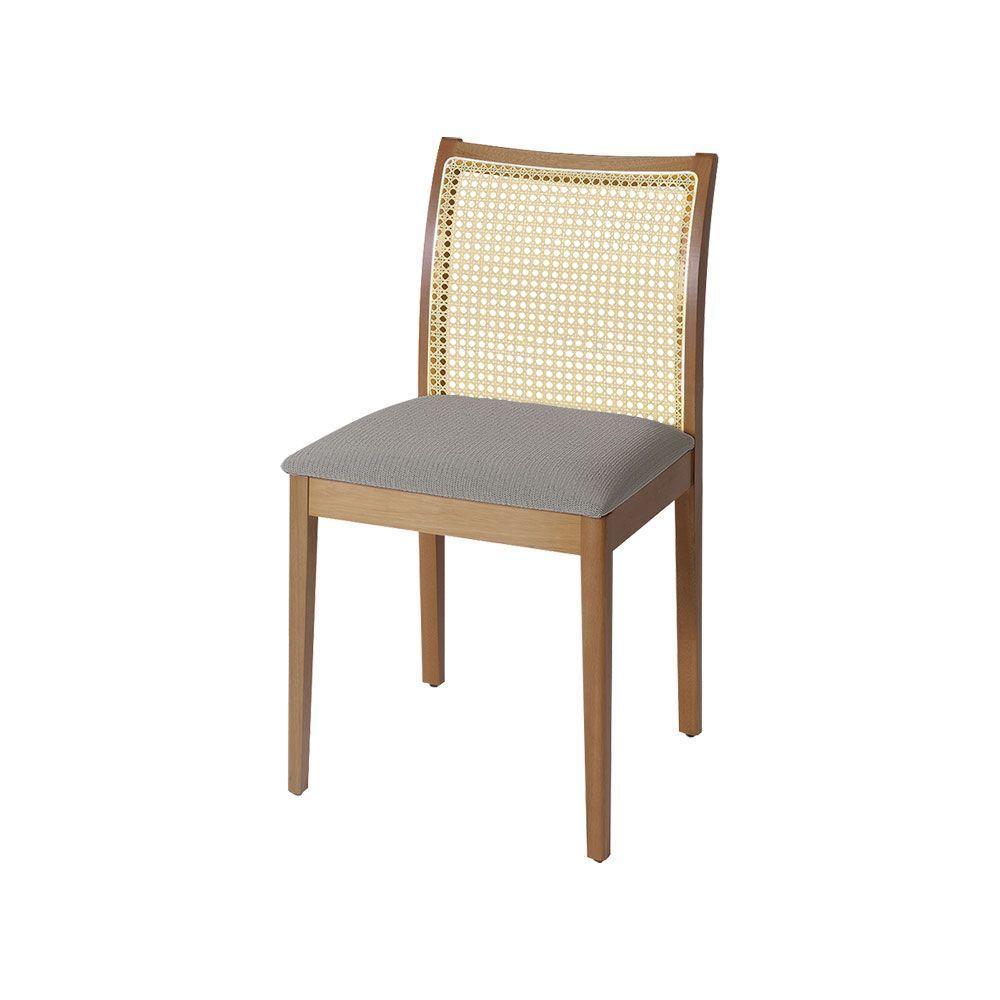 Jogo 4 Cadeiras Para Jantar Juliana Jequitibá Natural Estrutura Em Madeira Maciça Linho Cinza - 6