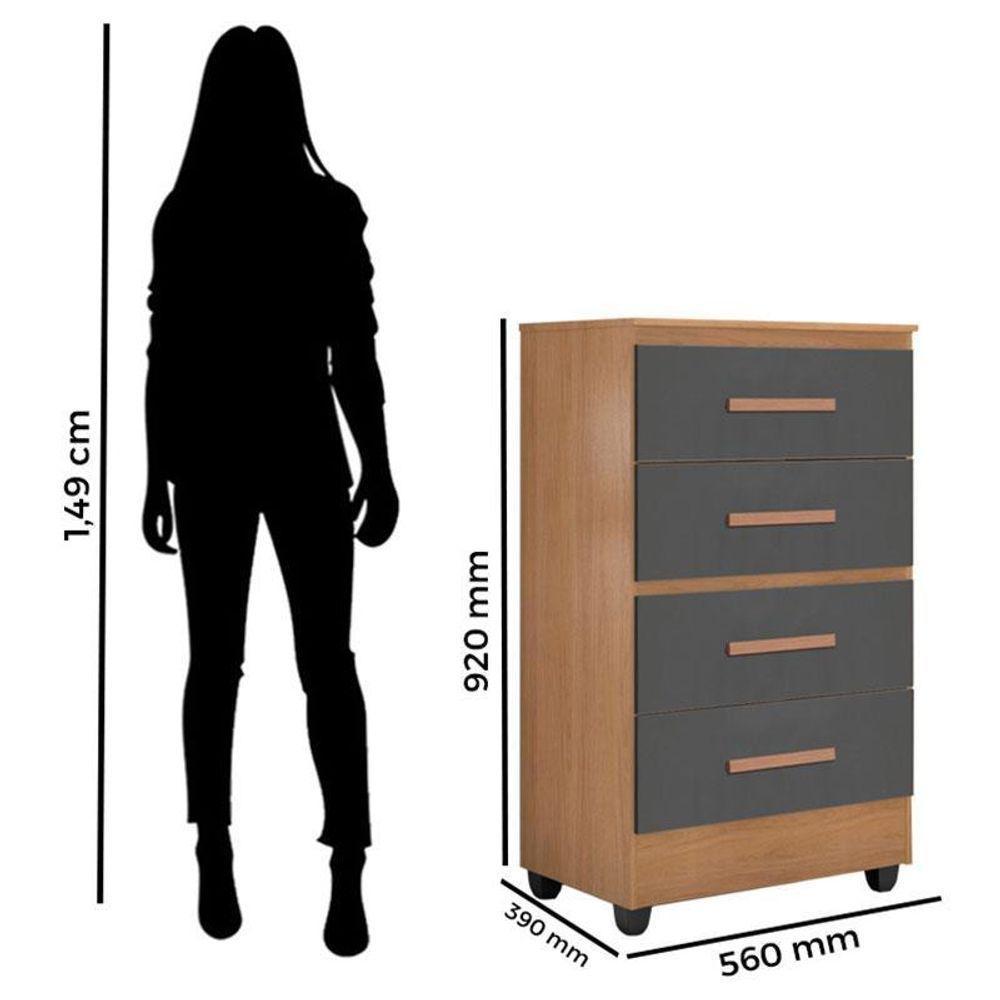 Cômoda Lite 4 Gavetas Nature Cinza – Móveis Leão - 2