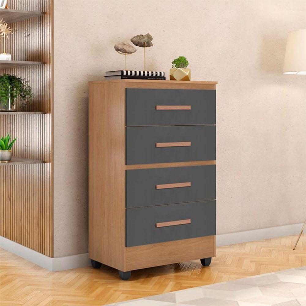 Cômoda Lite 4 Gavetas Nature Cinza – Móveis Leão - 4