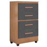 Cômoda Lite 4 Gavetas Nature Cinza – Móveis Leão - 1