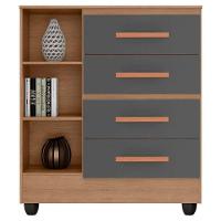 Cômoda Lite 4 Gavetas 01 Porta Nature Cinza – Móveis Leão - 3