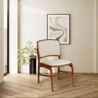 Jogo 2 Cadeiras De Jantar Florença Jequitibá Terra Encosto Em Tecido Premium Em Linho Bege - 2