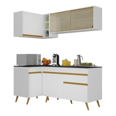 Armário de Cozinha Compacta de Canto V2056 6 Portas 1 Gaveta MDF 172cm Preto