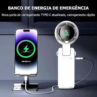 Mini Ventilador Portátil Turbo Com Bateria Recarregável E Display Digital Compacto, Dobrável E Multifuncional - Bivolt