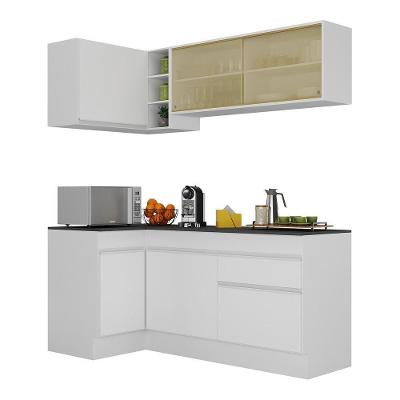 Armário de Cozinha Compacta de Canto V2091 6 Portas 1 Gaveta MDF Preto