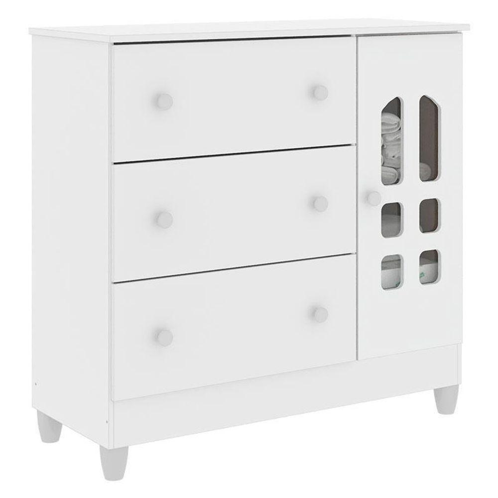 Cômoda Infantil Ambiente New Selena Com Porta Branco Brilho – Carolina - 2