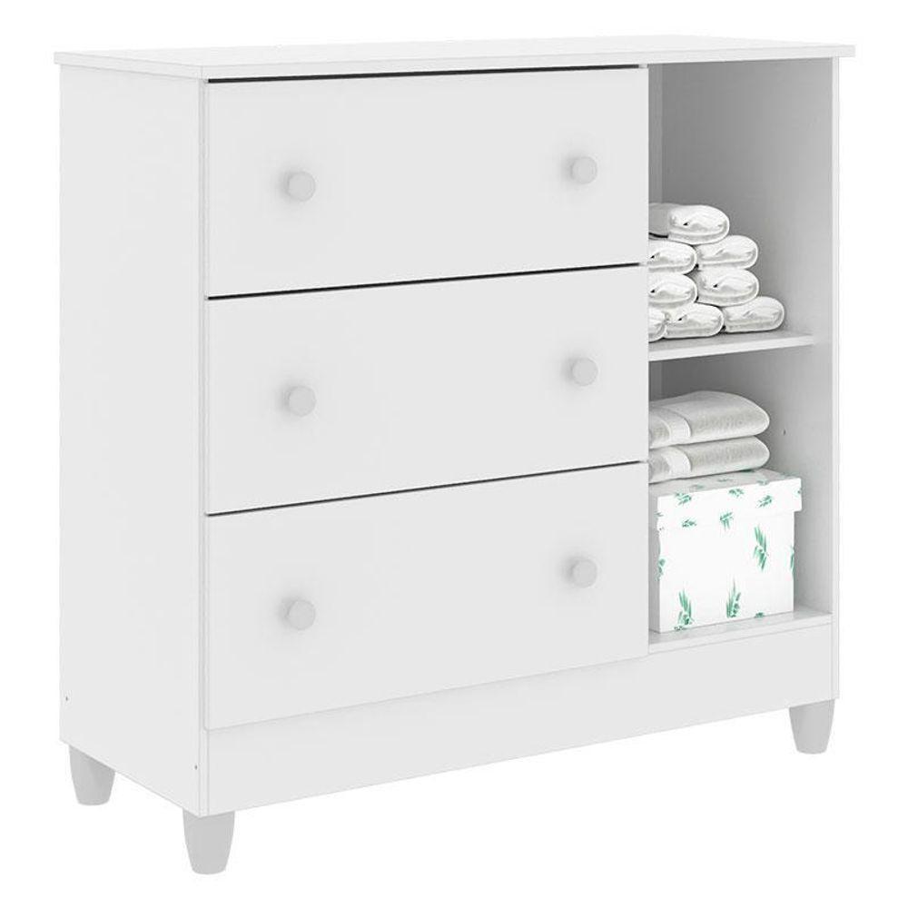 Cômoda Infantil Ambiente New Selena Com Porta Branco Brilho – Carolina - 3