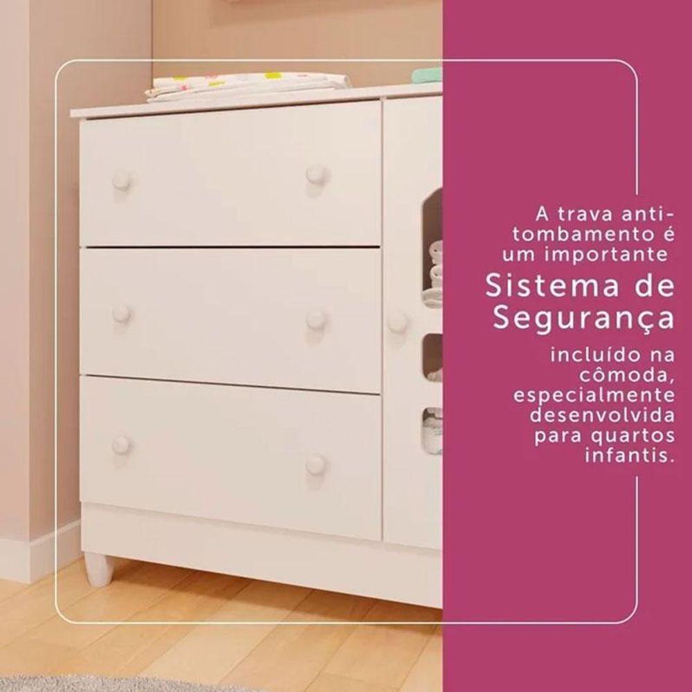 Cômoda Infantil Ambiente New Selena Com Porta Branco Brilho – Carolina - 7