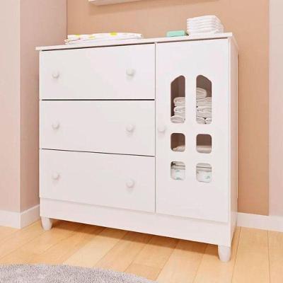 Cômoda Infantil Ambiente New Selena Com Porta Branco Brilho – Carolina