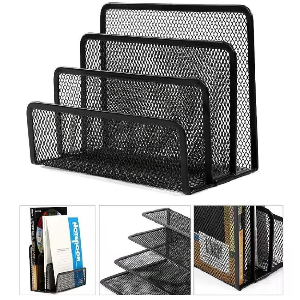 Organizador De Mesa 3 Divisórias Em Metal Aramado Porta Documentos, Pastas E Cartas Com Design Moderno - 2