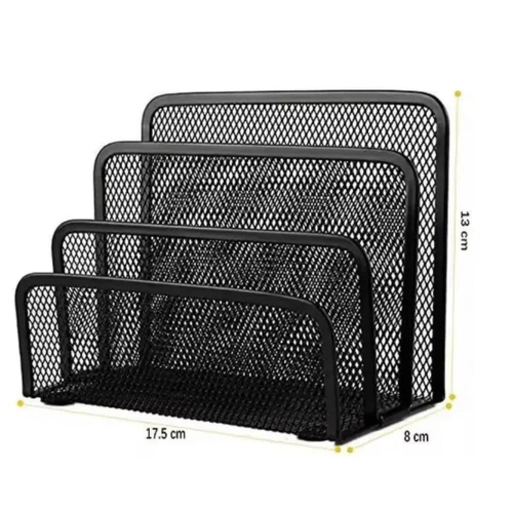 Organizador De Mesa 3 Divisórias Em Metal Aramado Porta Documentos, Pastas E Cartas Com Design Moderno - 9