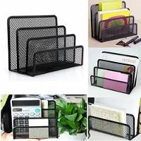 Organizador De Mesa 3 Divisórias Em Metal Aramado Porta Documentos, Pastas E Cartas Com Design Moderno - 3