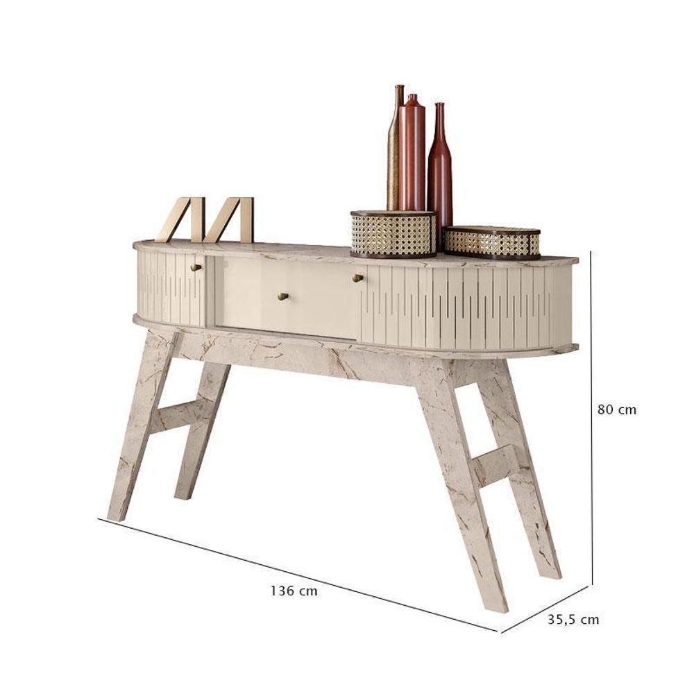 Rack Bancada Artur Com Aparador Estoril Calacata Off White - Madetec - 5