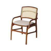 Jogo 8 Cadeiras Para Jantar Florença Em Madeira Jequitibá Terra Braço Encosto Palha Linho Bege - 6