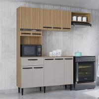 Kit Cozinha Dora Com Balcão Damasco Ripado Off White - Poquema - 2