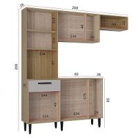 Kit Cozinha Dora Com Balcão Damasco Ripado Off White - Poquema - 5